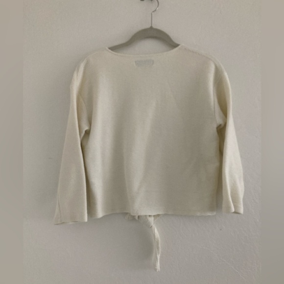 Madewell Texture & Thread White 3/4 Sleeve Long Sleeve Top Hip Length Tie Front - Picture 5 of 7